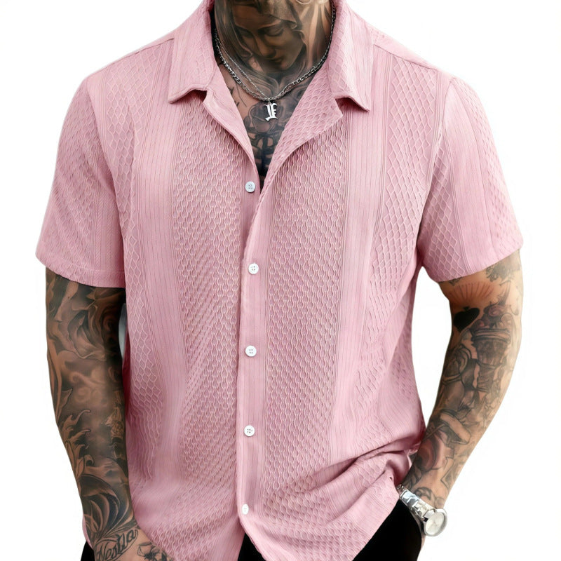 Herren Strickhemd mit Revers und Lochmuster – Bild 2 | LuxeStyle