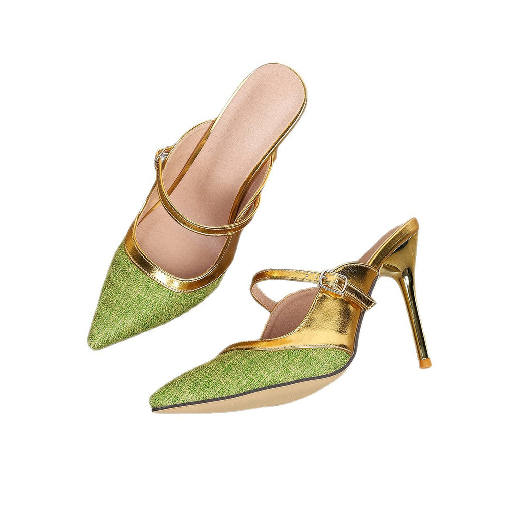 Stiletto-Pumps mit Riemchen und spitzer Zehe
