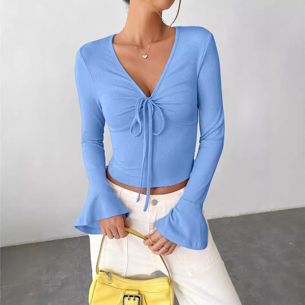 Damen Bluse mit Notch-Kragen und Bindemanschetten – Bild 10 | LuxeStyle