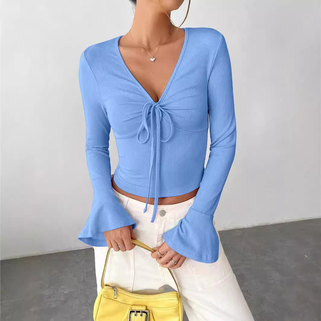 Damen Bluse mit Notch-Kragen und Bindemanschetten – Bild 10 | LuxeStyle