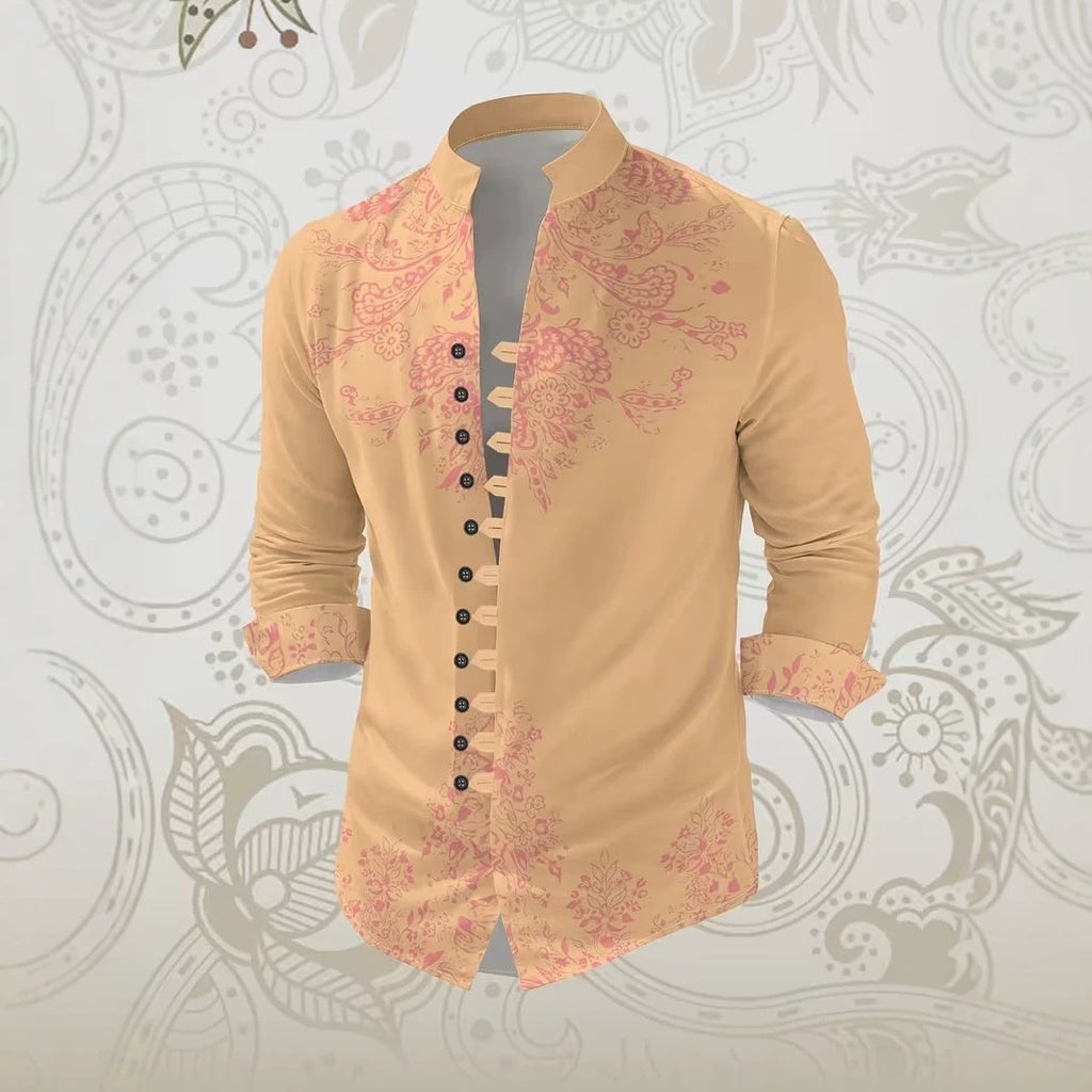 Langärmliges Herren-Mandarin-Kragen-Shirt – Bild 10 | LuxeStyle