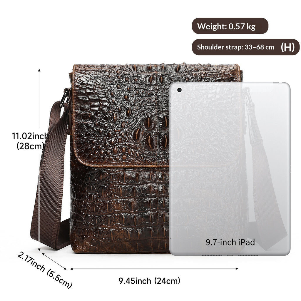 Herren Schultertasche aus Vollnarbenleder mit Krokodille-Optik – Bild 3 | LuxeStyle