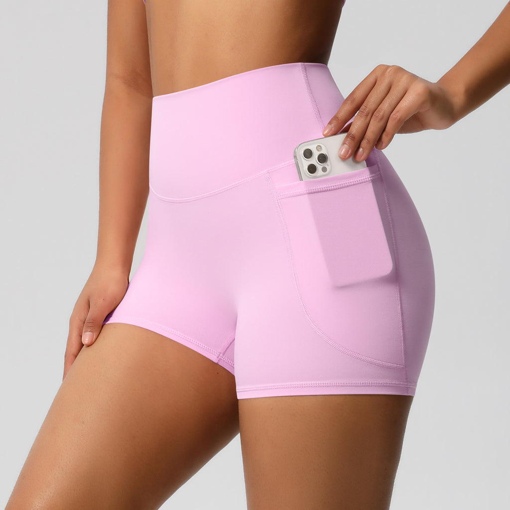 High-Waist Yoga Shorts mit Taschen