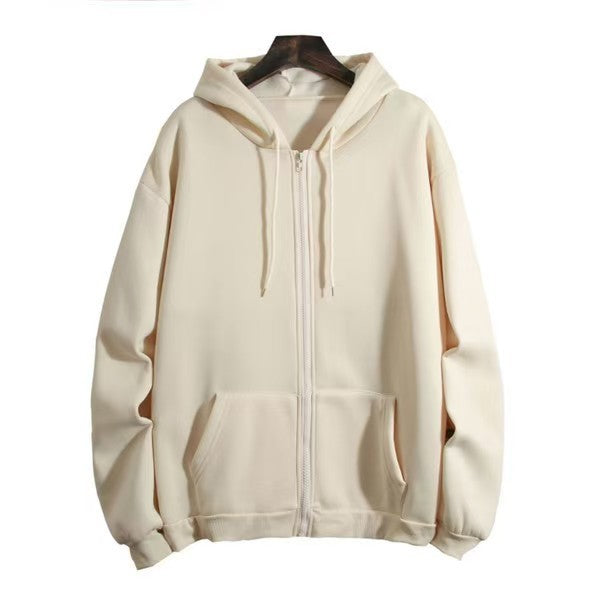 Hoodie Cardigan Solid-Fleece