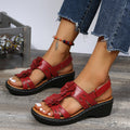 Retro-Sandalen mit Blumenmuster und Keilabsatz – Bild 7 | LuxeStyle