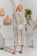 Floraler Spitzen-Cardigan für den Strand