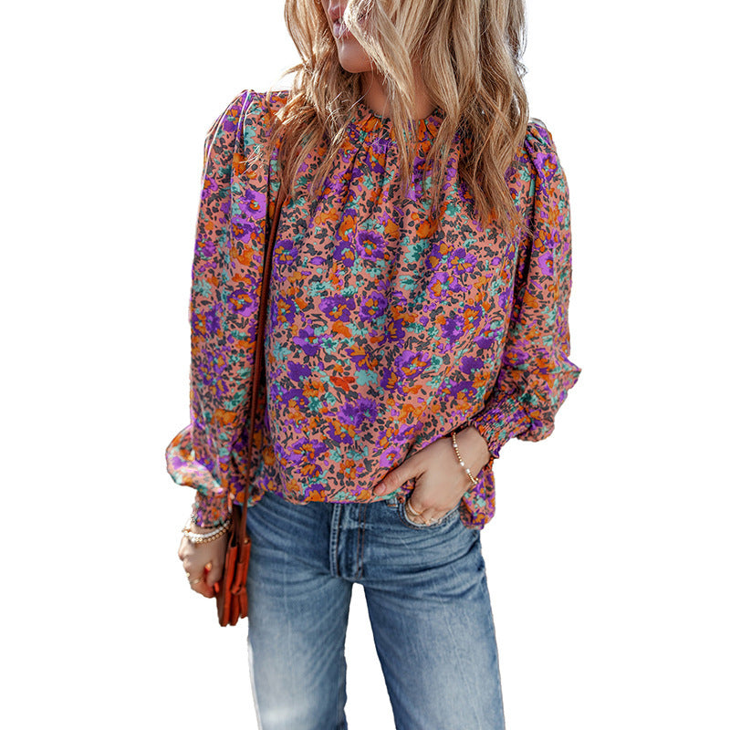 Chiffon-Bluse mit Blumenmuster und Rüschensaum – Bild 4 | LuxeStyle