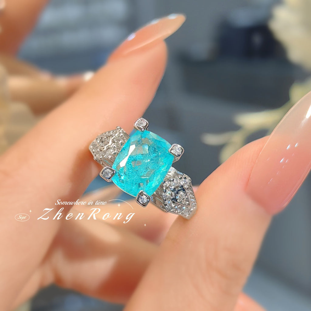 Paraiba-Tourmalin-Ring mit Diamanten