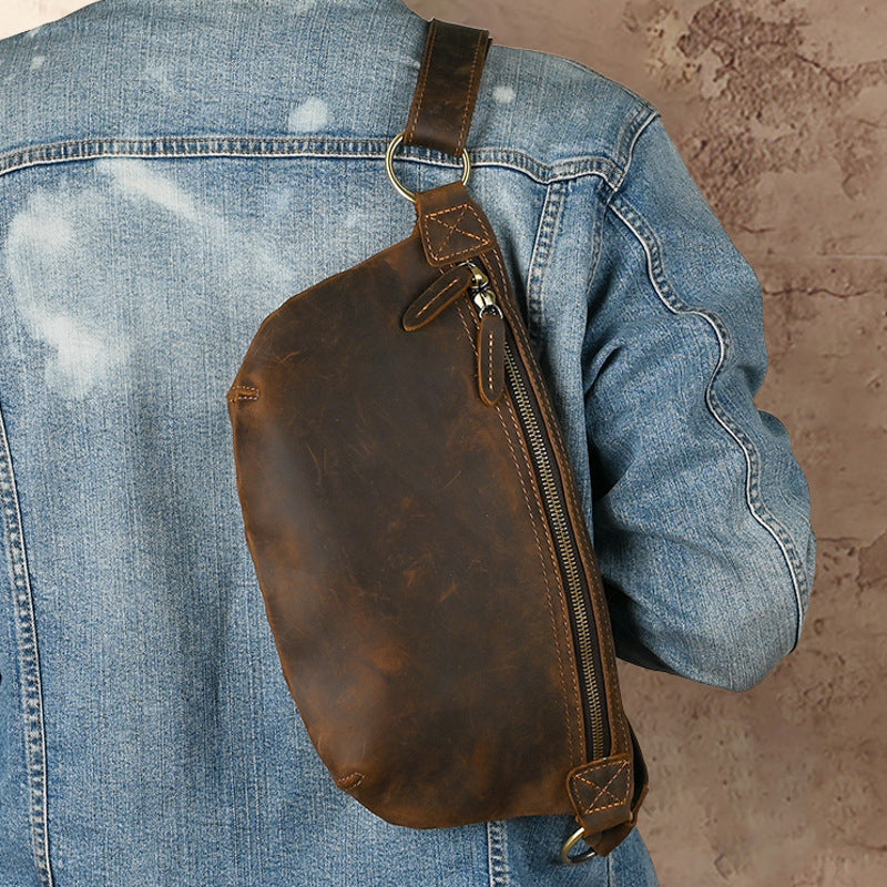 Brusttasche aus Vollleder, dunkelbraun – Ansicht 2