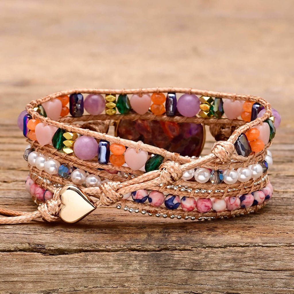 Herzförmiges Armband mit Rain Flower Steinperlen – Bild 3 | LuxeStyle