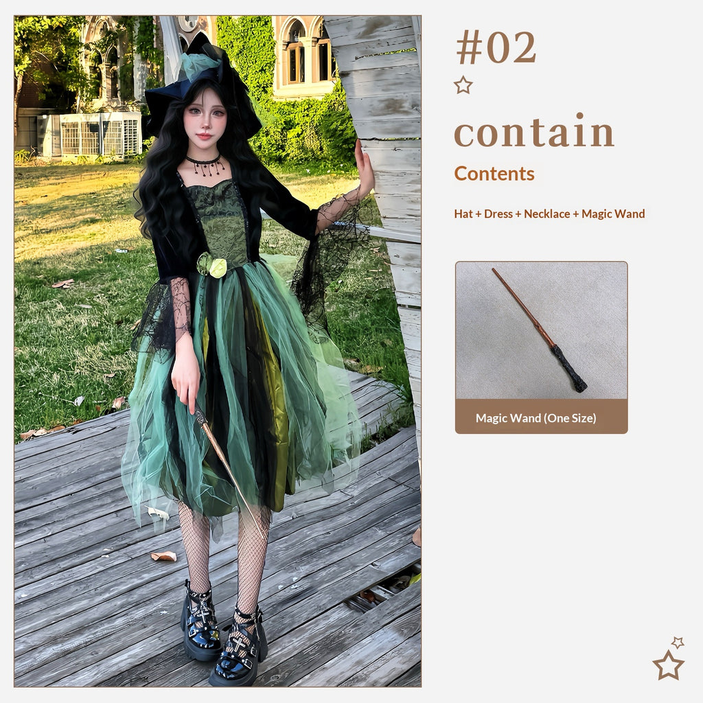 Hexenkostüm mit Kleid, Hut und Halskette – Bild 7 | LuxeStyle