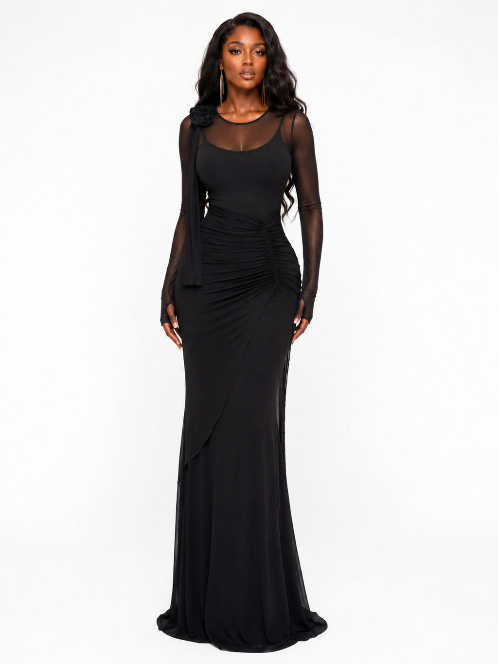 Elegantes Mesh-Kleid mit Blumenmuster – Bild 6 | LuxeStyle