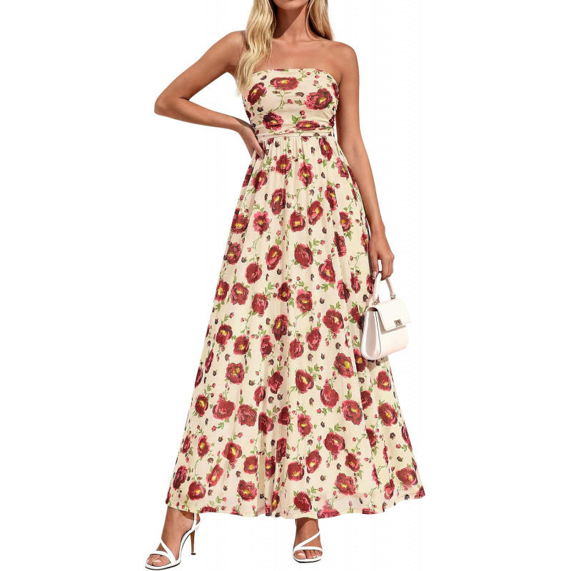 Vintage Bandeau Maxikleid mit Blumenmuster – Bild 10 | LuxeStyle