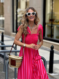 Gestreiftes Maxikleid mit Schnürdetail – Bild 6 | LuxeStyle