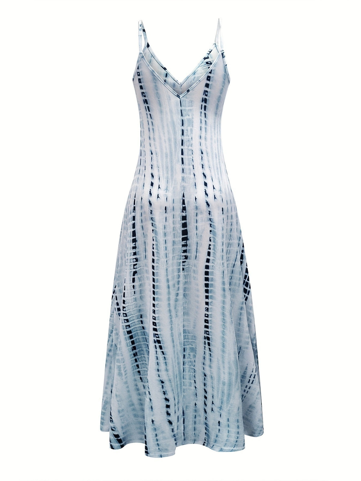 Damen V-Ausschnitt Swing-Kleid mit Print-Trägern – Bild 5 | LuxeStyle