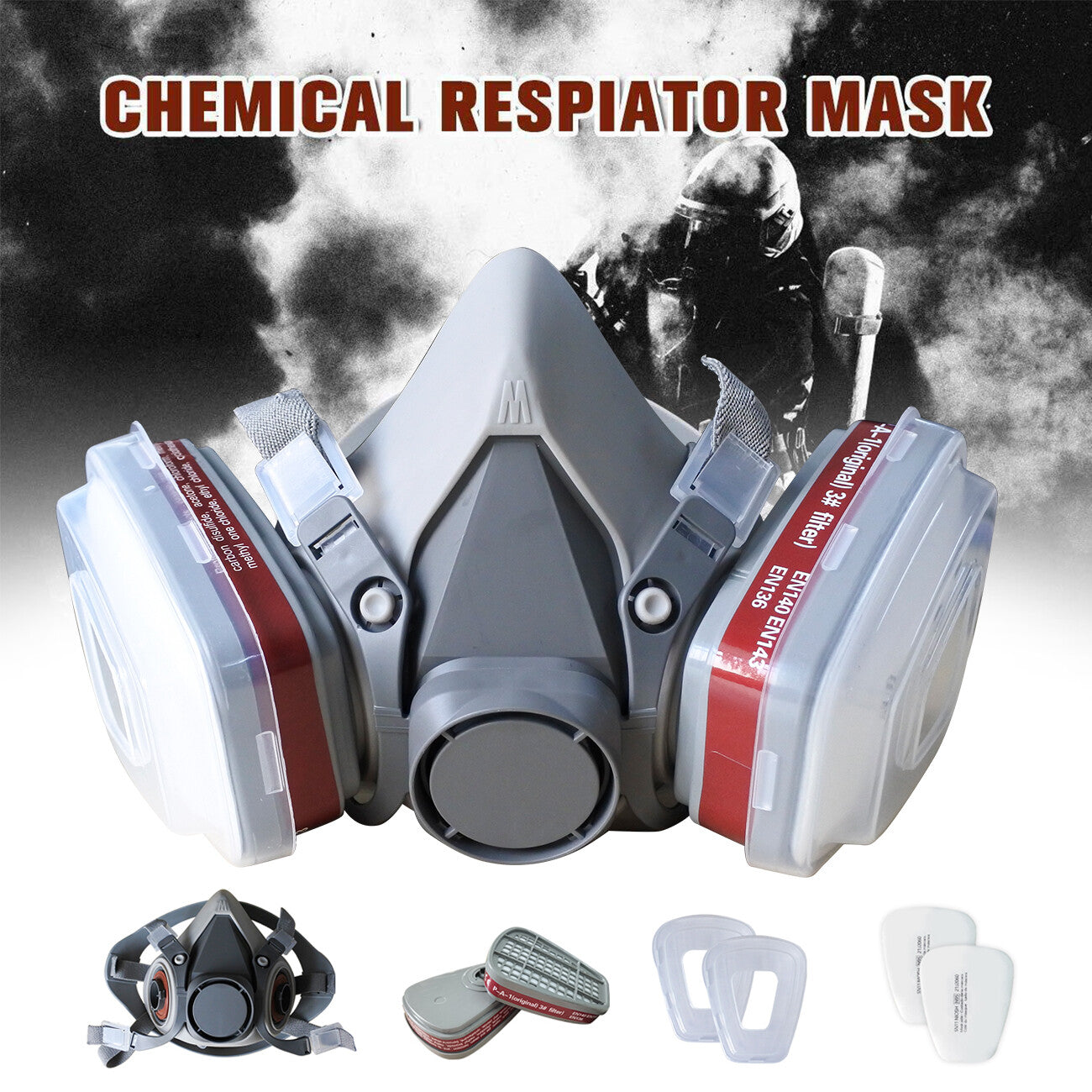 7in1 Halbmaske mit Filter für Arbeitsschutz