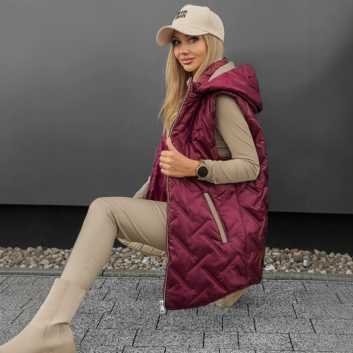 Wintermantel ohne Ärmel, mittellang – Bild 4 | LuxeStyle
