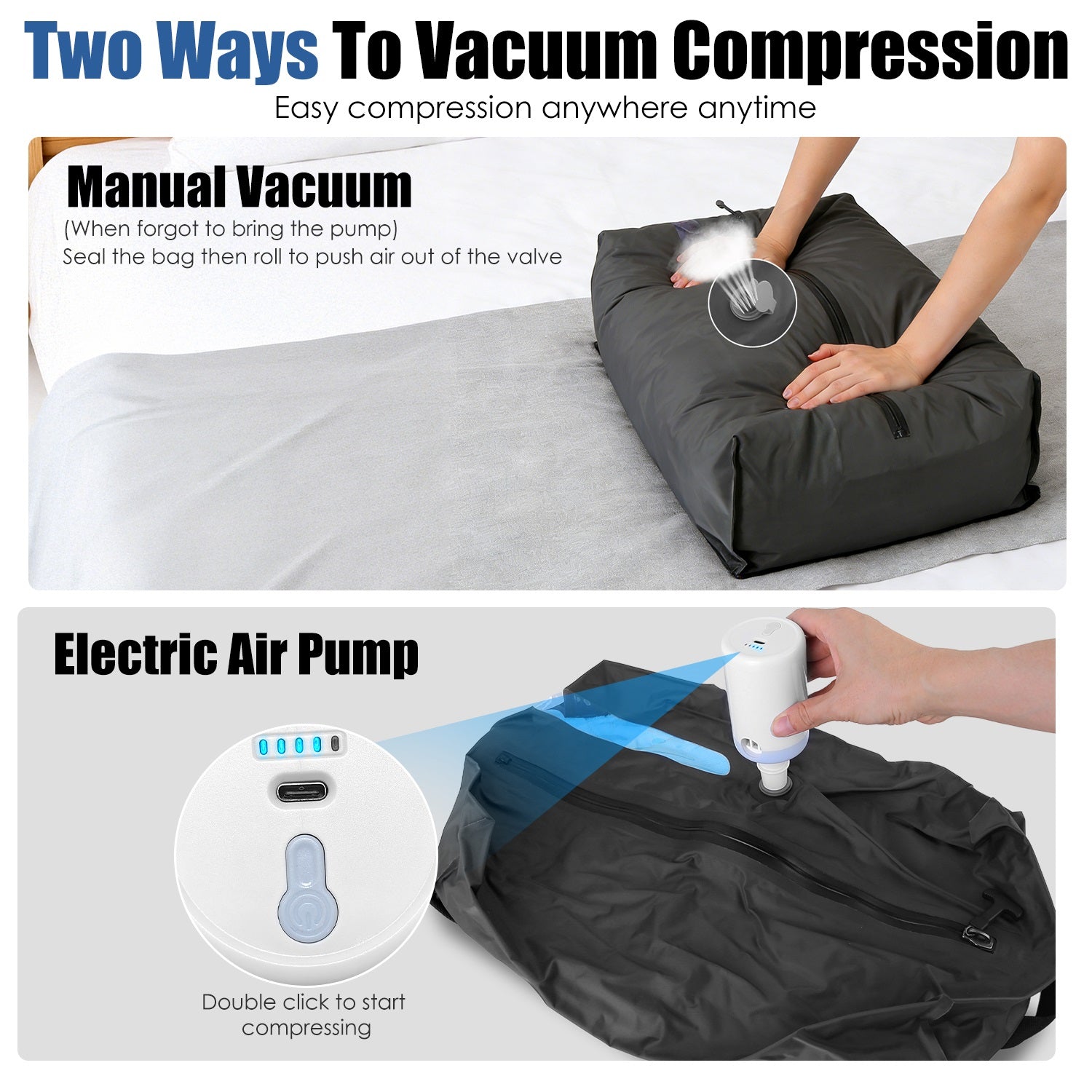 2er-Set Vakuumbeutel mit Pumpe (17L)