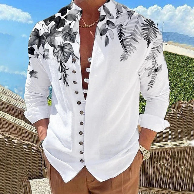 Langärmliges Herren-Mandarin-Kragen-Shirt – Bild 2 | LuxeStyle