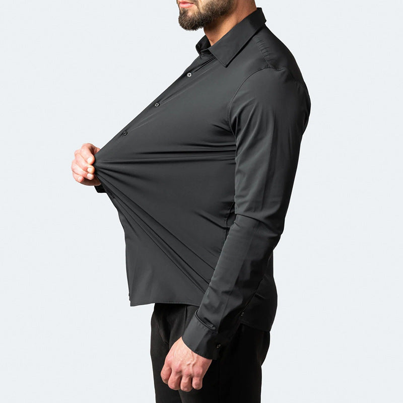 Elastisches Langarmhemd für Herren – Bild 3 | LuxeStyle