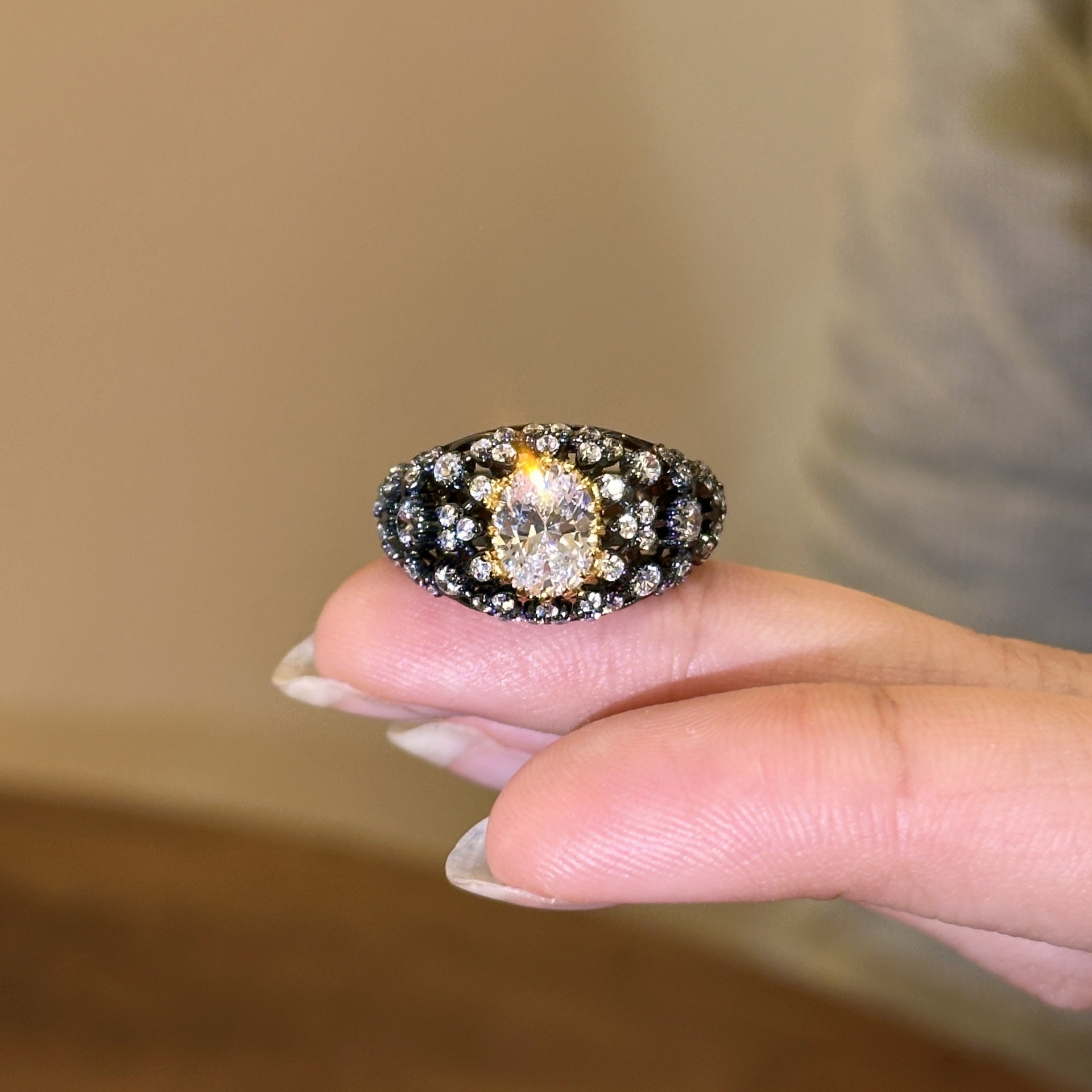 Luxuriöser Diamantring aus S925 Sterlingsilber