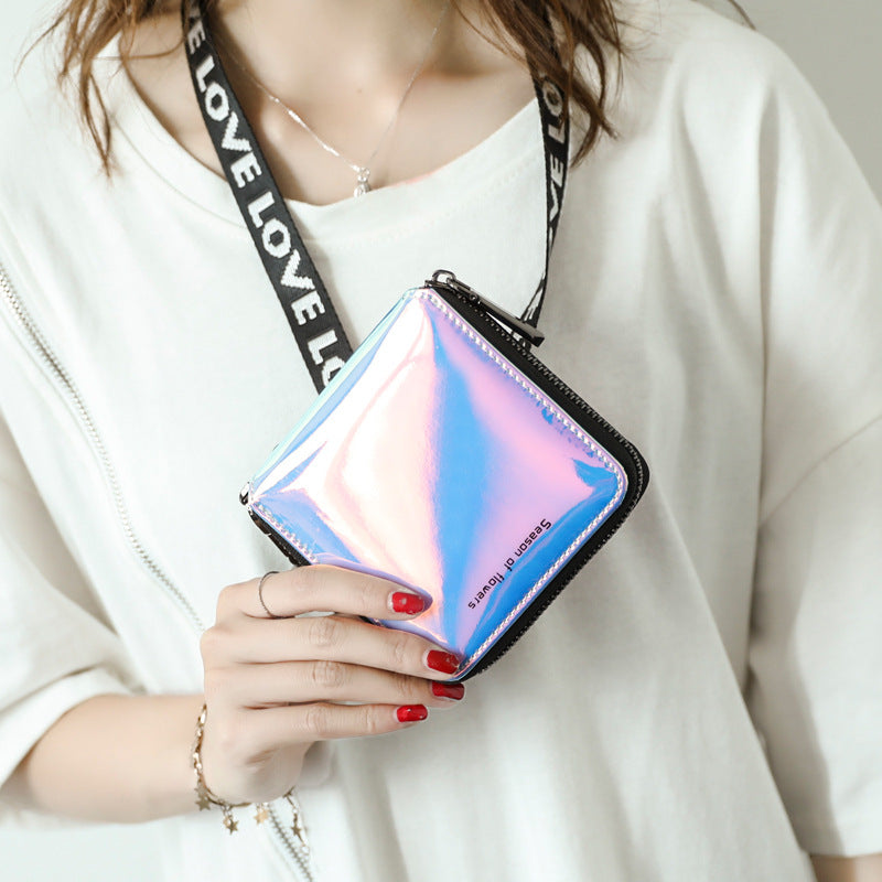 Kurze PU-Leder-Tasche mit Glitzeroptik – Bild 3 | LuxeStyle