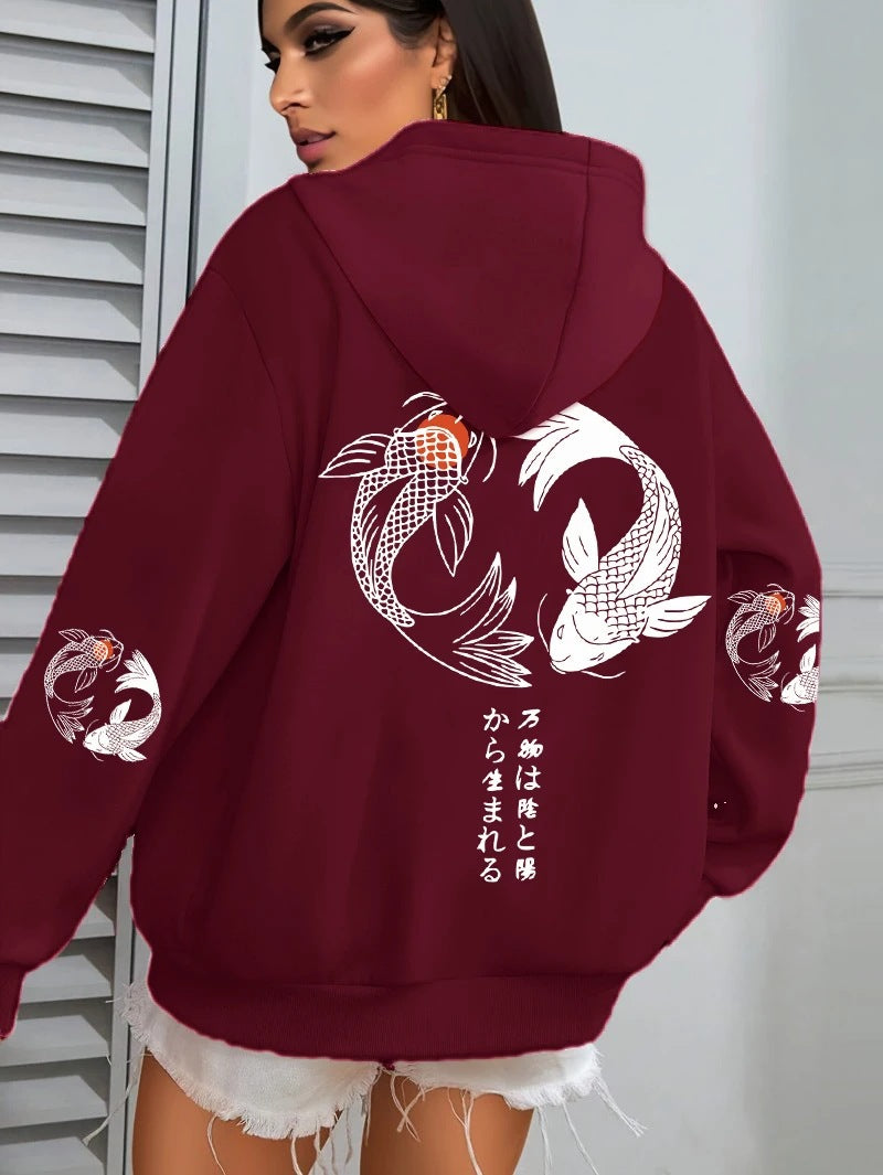 Harajuku Illustration-Print Damen Sweatshirt
