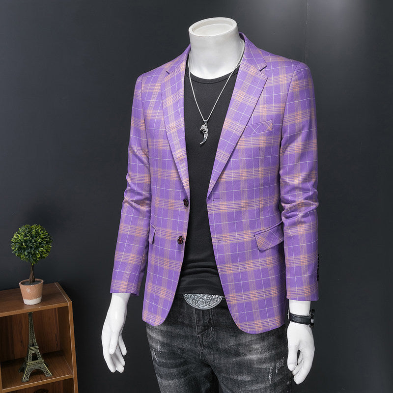 Herren Slim-Fit-Sakko mit Plaidmuster