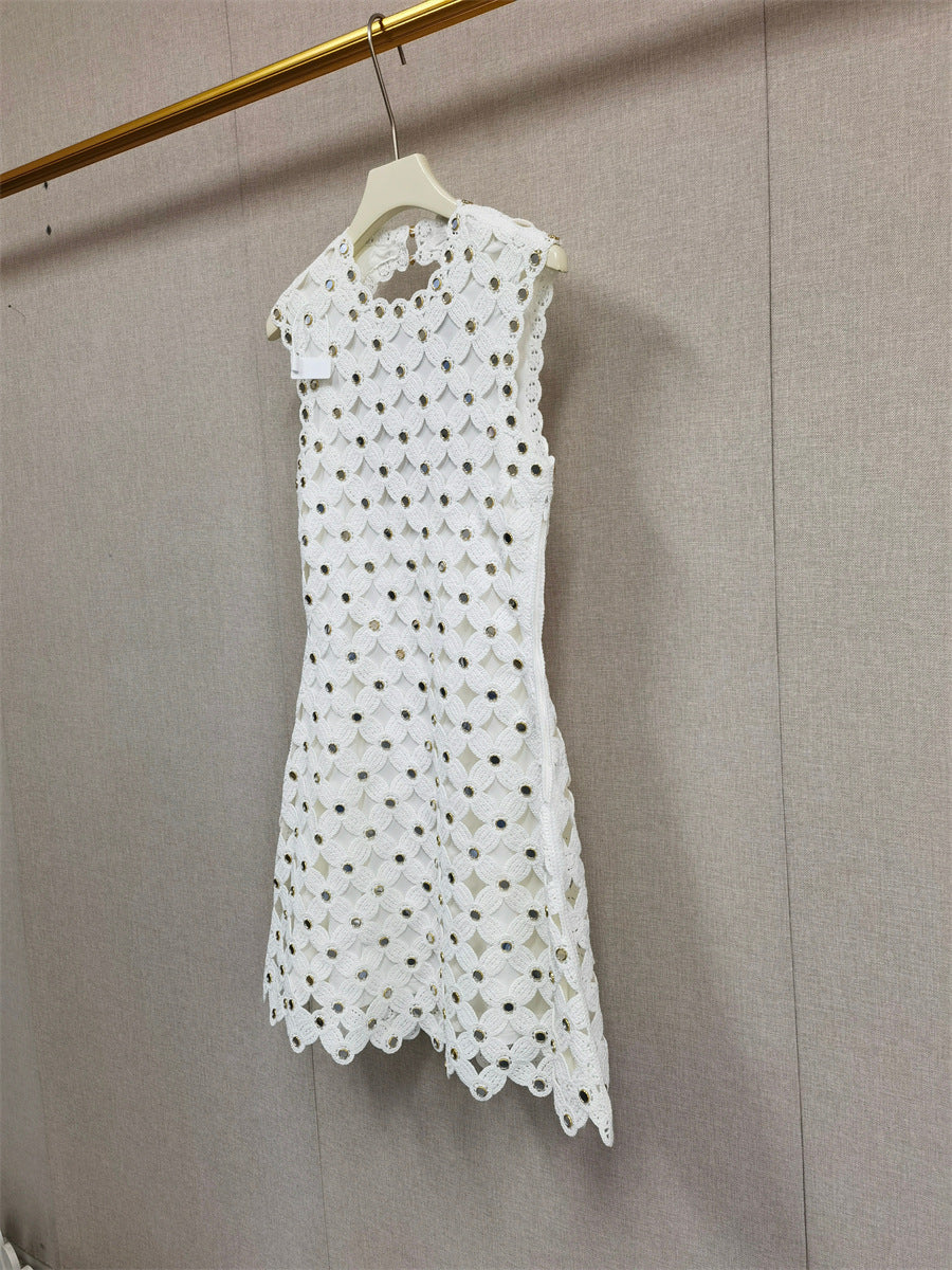 Glitzerndes Häkel-Minikleid mit Rautenmuster – Bild 1 | LuxeStyle