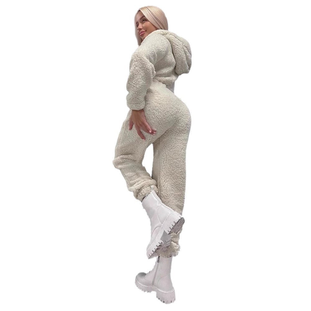 Damen Fleece Jumpsuit – Langarm Overall