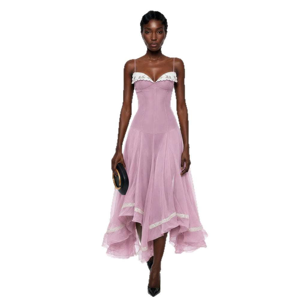 Elegantes Asymmetrisches Wave-Hemd Kleid