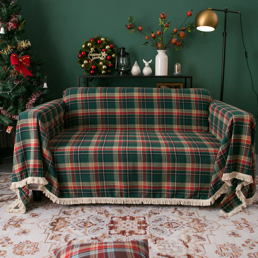 Weihnachts-Sofa-Abdeckung mit Troddel