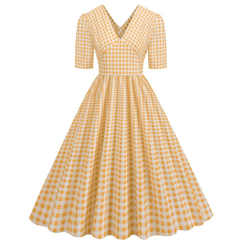 Vintage Maxi-Kleid mit Taillengürtel