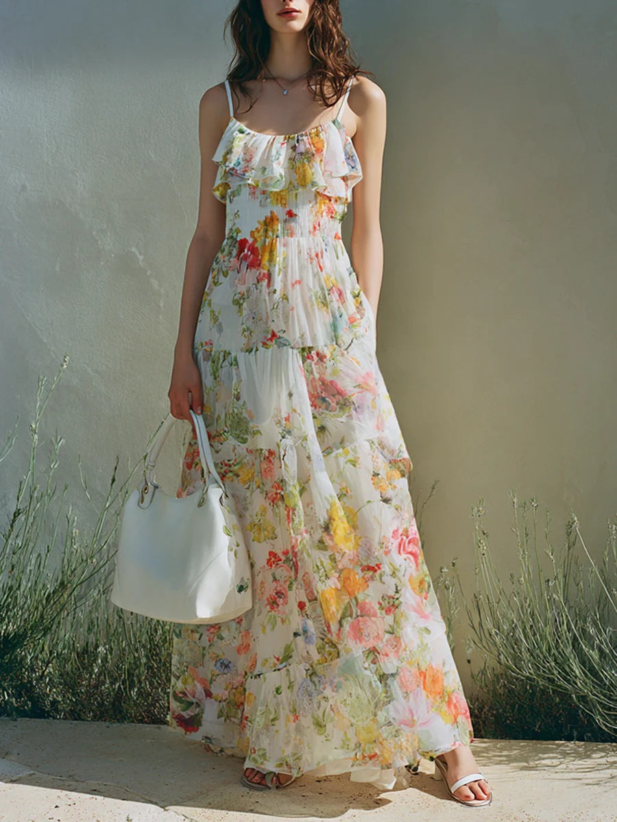 Sommerkleid mit Blumenprint und Chiffon-Lagen – Bild 2 | LuxeStyle
