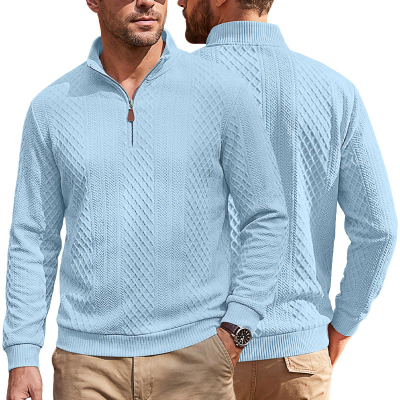 Jacquard-Pullover mit Reissverschluss und Revers – Bild 11 | LuxeStyle