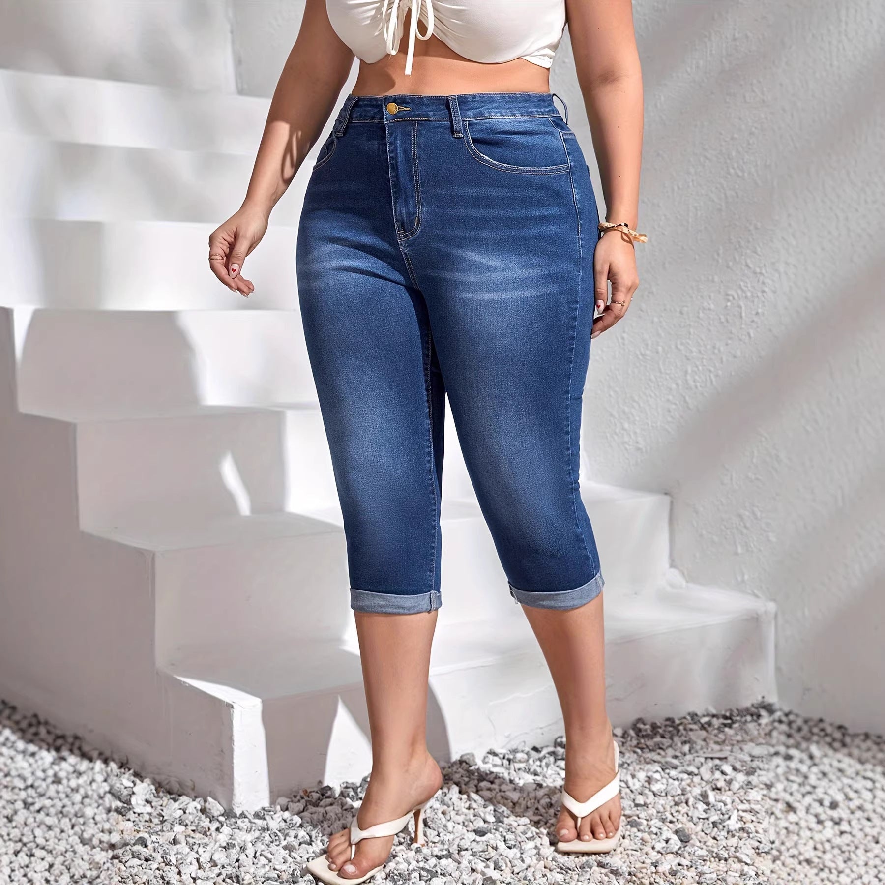 Cropped Jeans mit hoher Dehnbarkeit