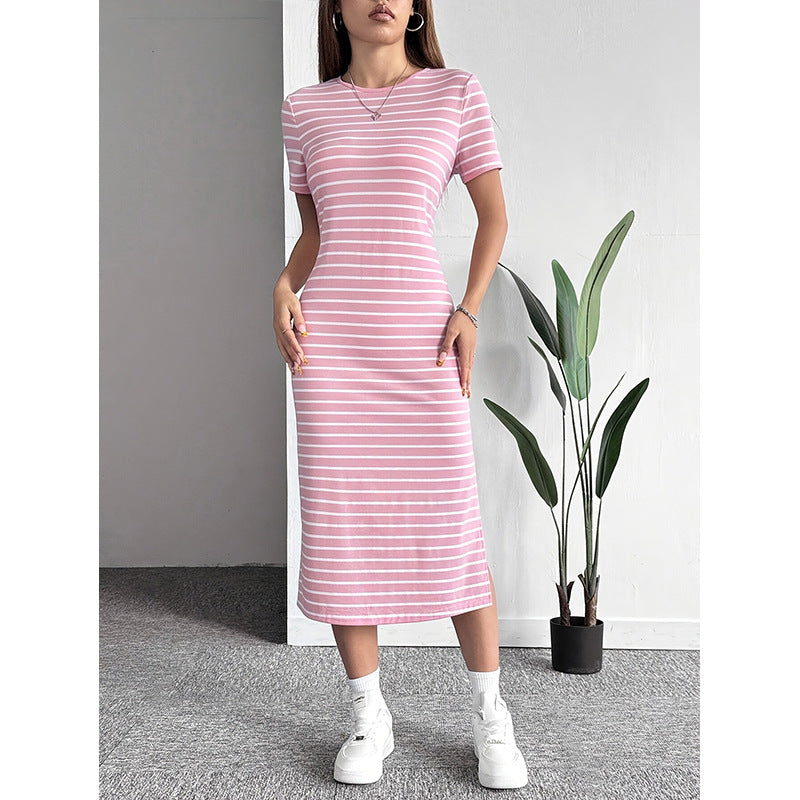 Gestreiftes Midikleid mit Rundhalsausschnitt – Bild 6 | LuxeStyle