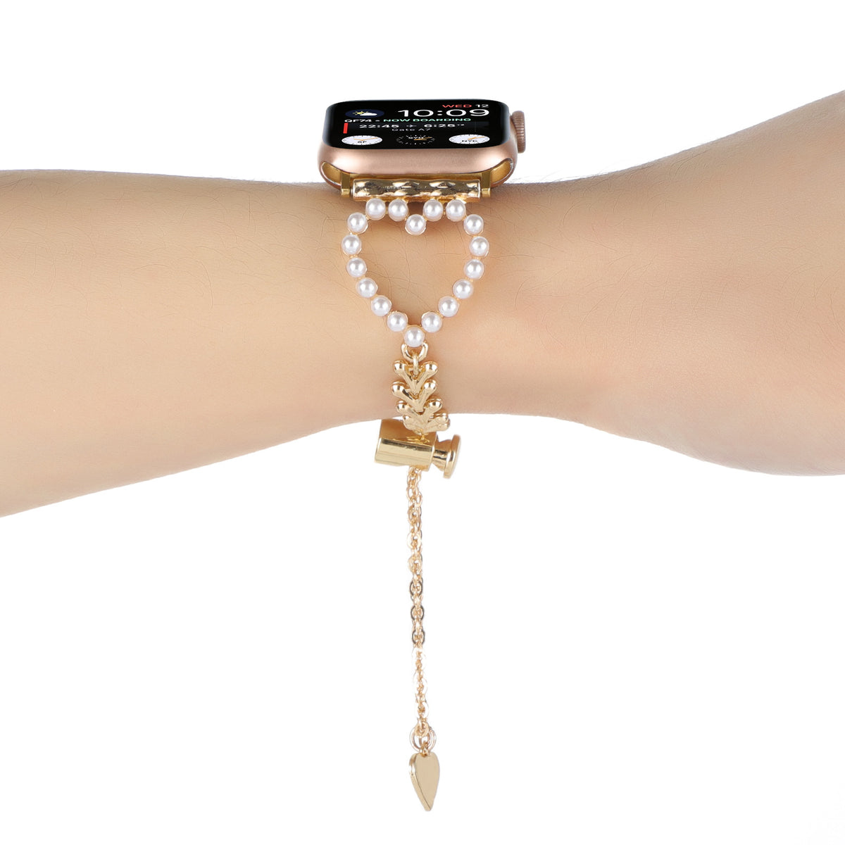 Smartwatch-Halskette mit Perlen und Herz-Anhänger – Bild 9 | LuxeStyle