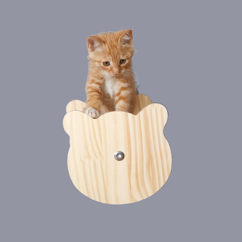 Wandmontierte Katzen-Kletterplattform aus Massivholz