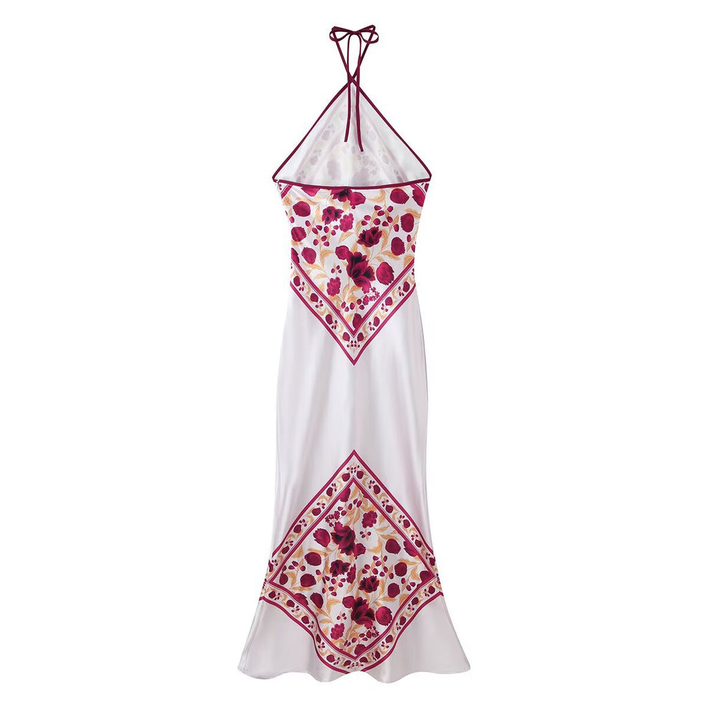 Eleganter figurbetonender Blumenprint-Oberteil mit durchsichtigem Rück