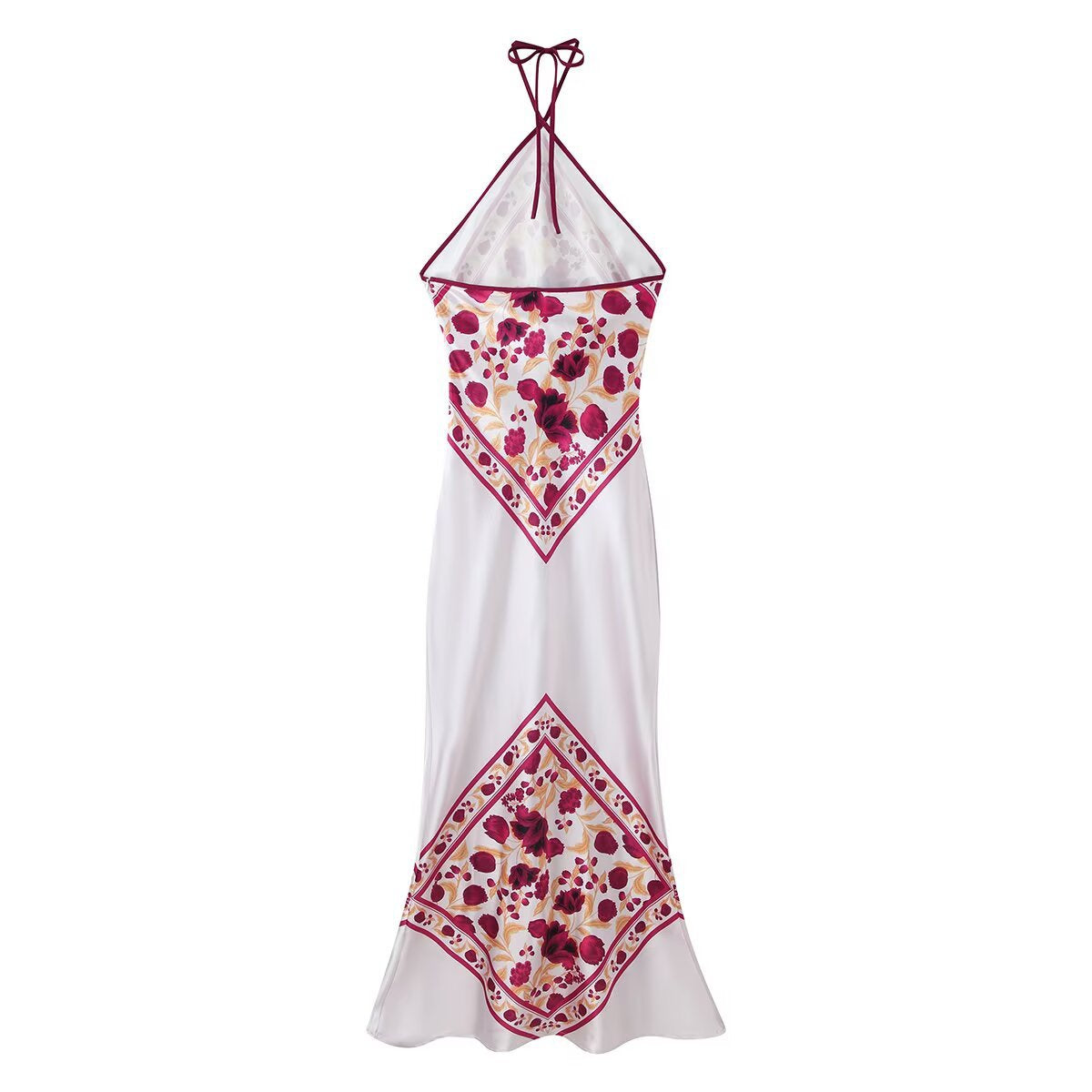 Eleganter figurbetonender Blumenprint-Oberteil mit durchsichtigem Rück