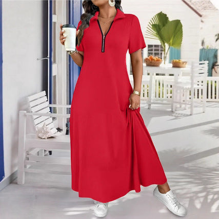 Einfaches Kurzarm-Kleid mit Reissverschluss