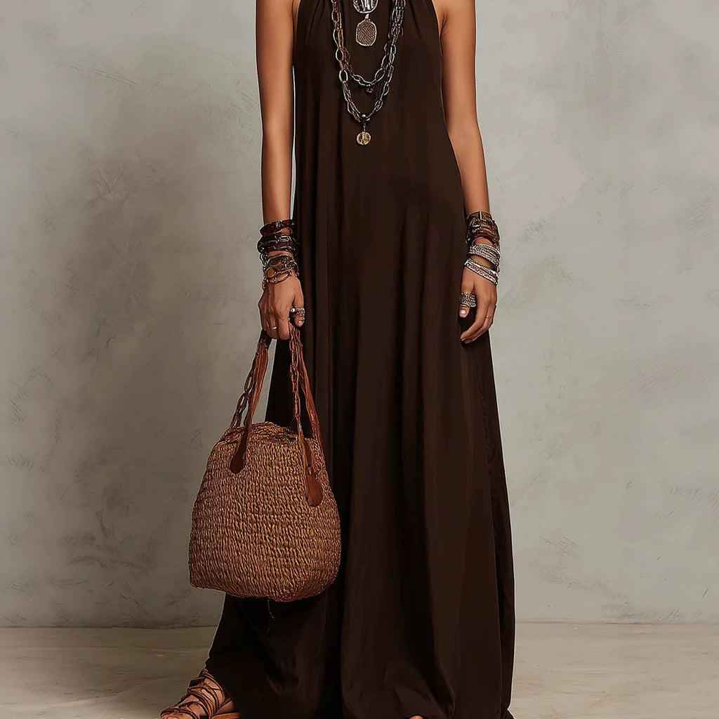 Langes Damenkleid mit schmeichelhaftem Schnitt