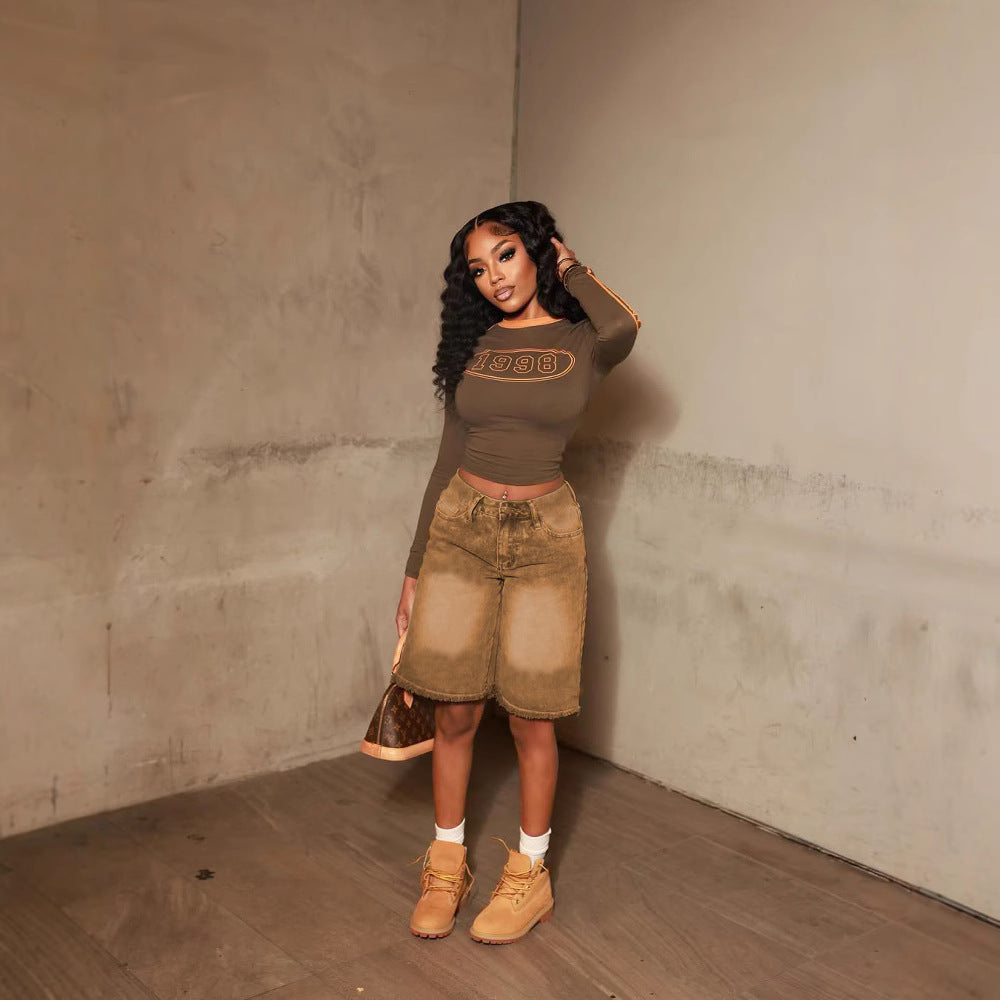 Loose-fit Fransen-Jeans für Damen