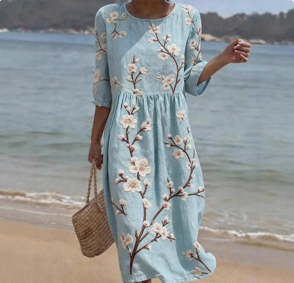 Sommerkleid mit abstraktem Mid-Waist-Print