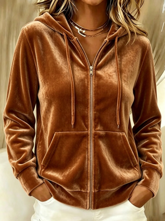 Unifarbener Hoodie mit Reissverschluss