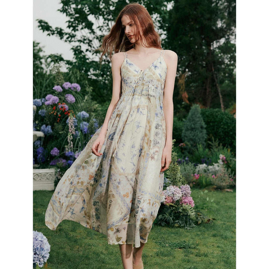 Retro Blumenkleid mit Spaghettiträgern