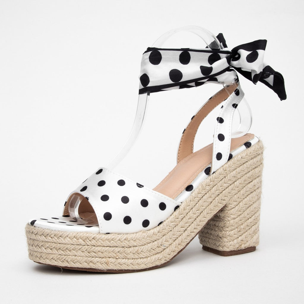 Polka-Dot Keilsandalen mit Schleife