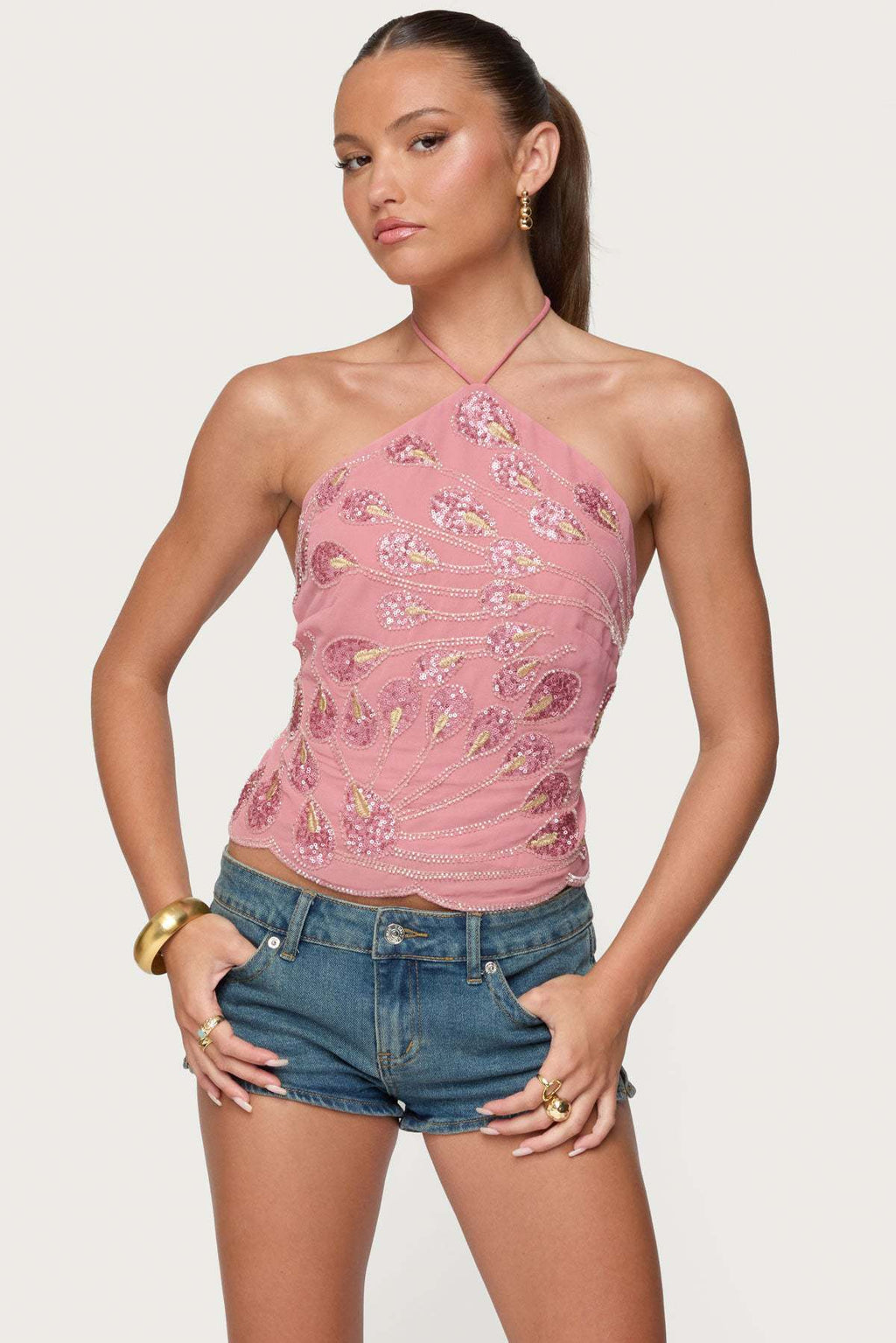 Ohne Träger Sequins-Camisole Damenoberteil