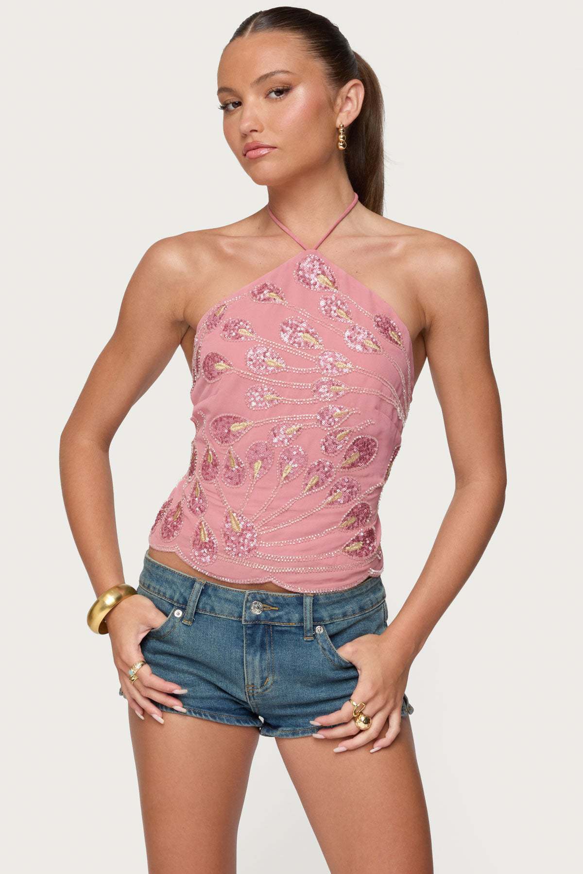 Ohne Träger Sequins-Camisole Damenoberteil